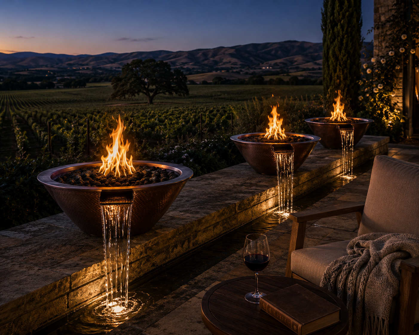 Cazo Fire & Water Bowl in hammered copper — Napa