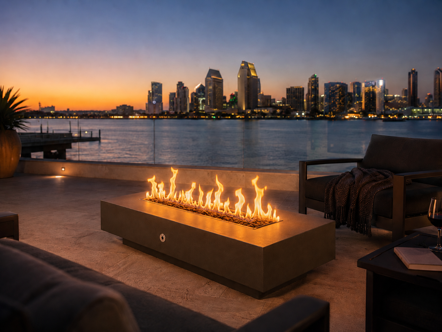 Coronado Fire Pit - Java, San Diego Bay sunset to blue hour