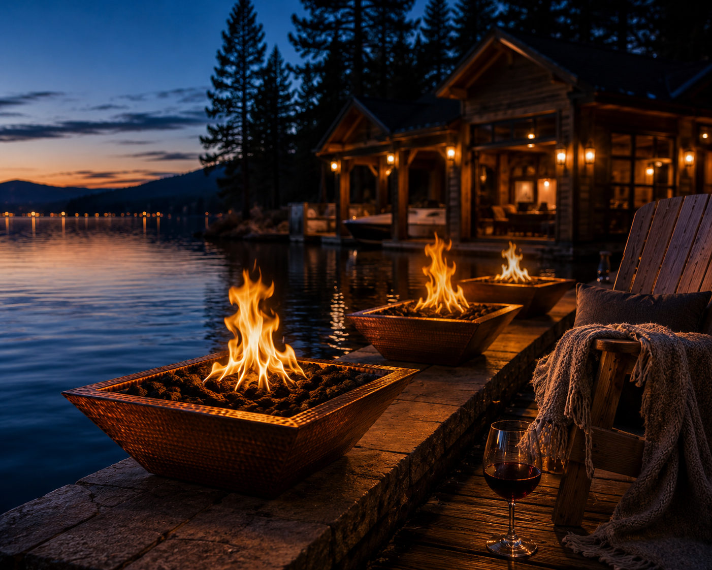 Maya Fire Bowl in hammered copper — Big Bear