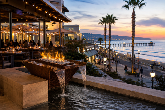 Nile Fire & Water Bowl - Hammered Copper, Redondo Beach shopping terrace