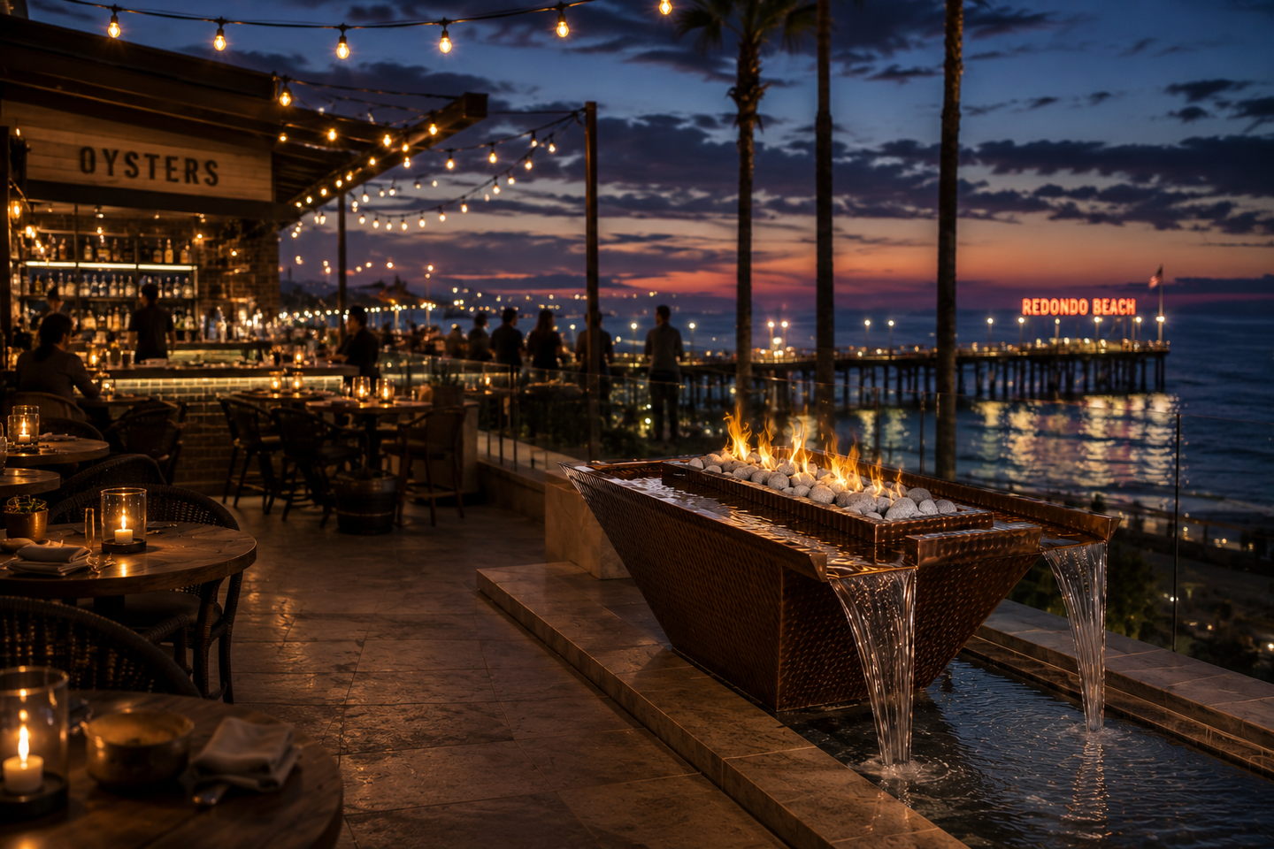 Nile Fire & Water Bowl in hammered copper — Redondo Beach oyster bar