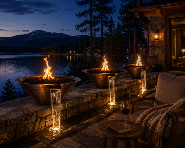 Remi Fire & Water Bowl in hammered copper — Big Bear