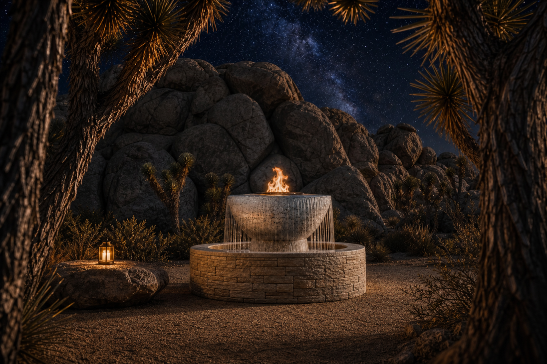 Sedona 60" Olympian self-contained fire & water fountain — Joshua Tree