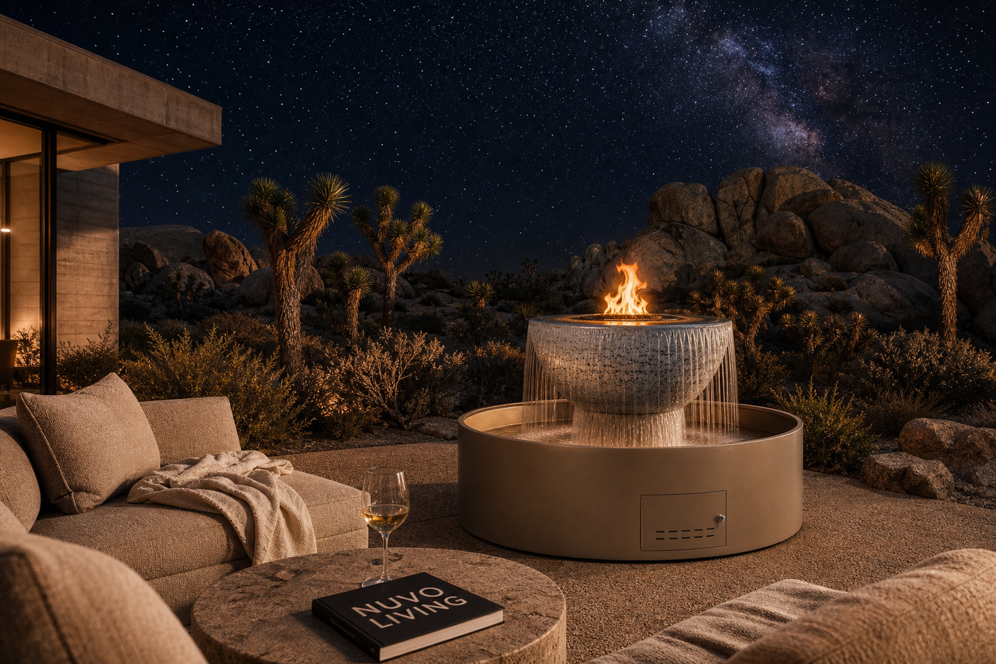 Sedona 60" Olympian self-contained fire & water fountain — Joshua Tree