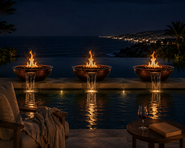 Sedona Fire & Water Bowl - Hammered Copper, Orange County