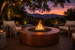 Nuvō Living Unity Fire Pit in Hammered Copper, lifestyle setting