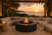 Nuvō Living Unity Fire Pit in black Powder Coat, lifestyle setting
