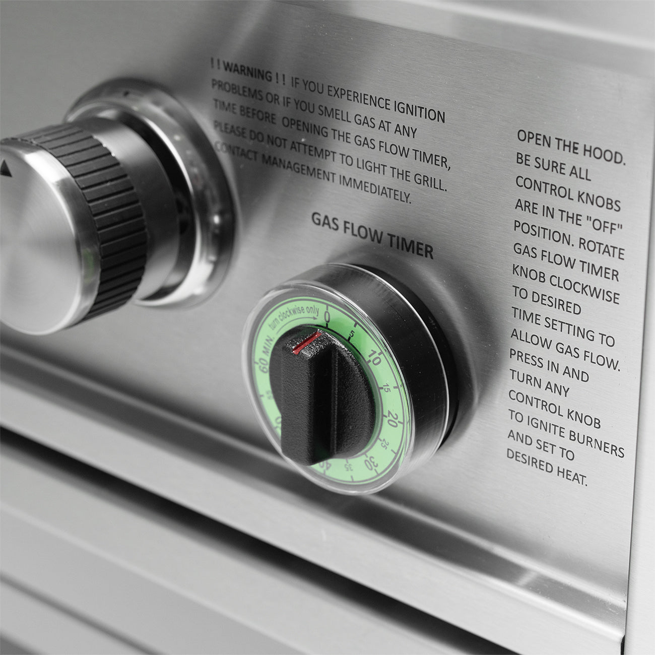 Commercial 36" Grill - gas flow timer detail