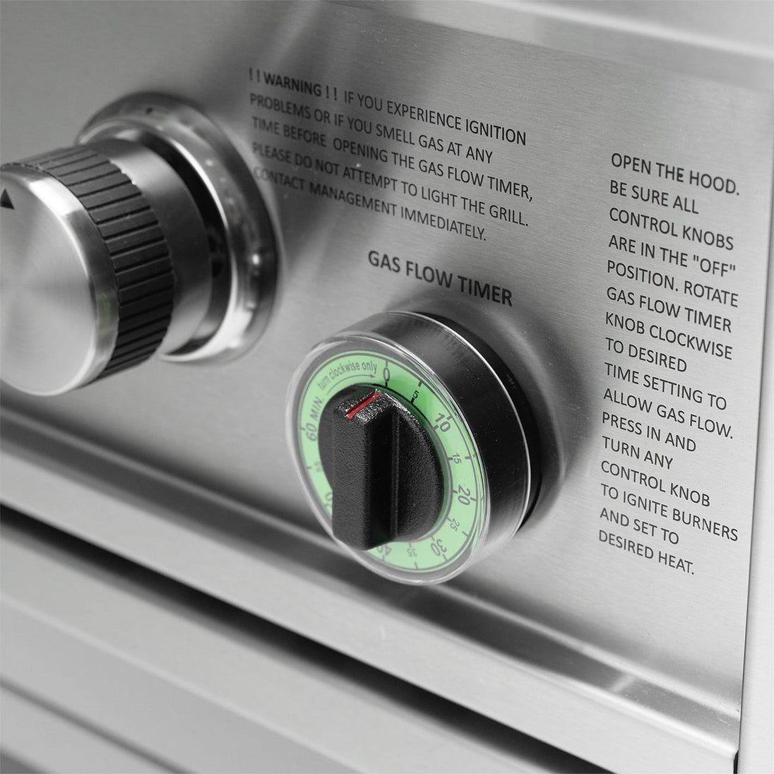 Commercial 36" Grill - gas flow timer detail
