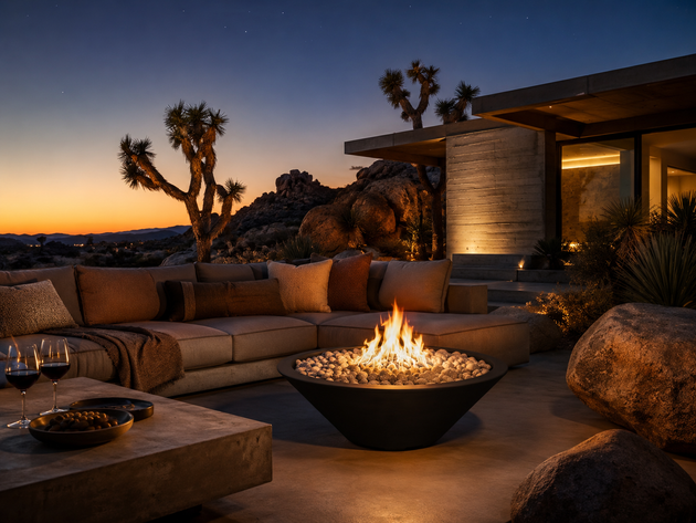 Cazo Fire Pit - Black, Joshua Tree desert entertaining
