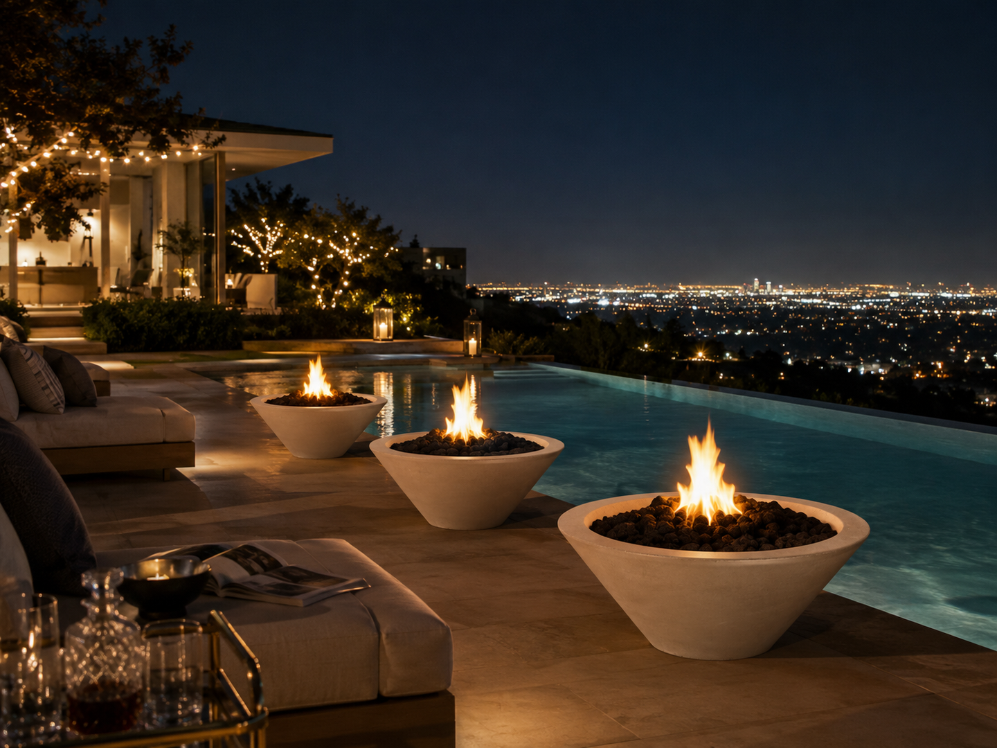 Cazo Fire Bowl - Limestone, poolside night entertaining